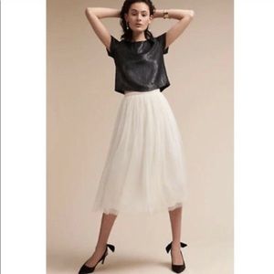 BHLDN Leena Tulle Midi Skirt Ivory Size US 12